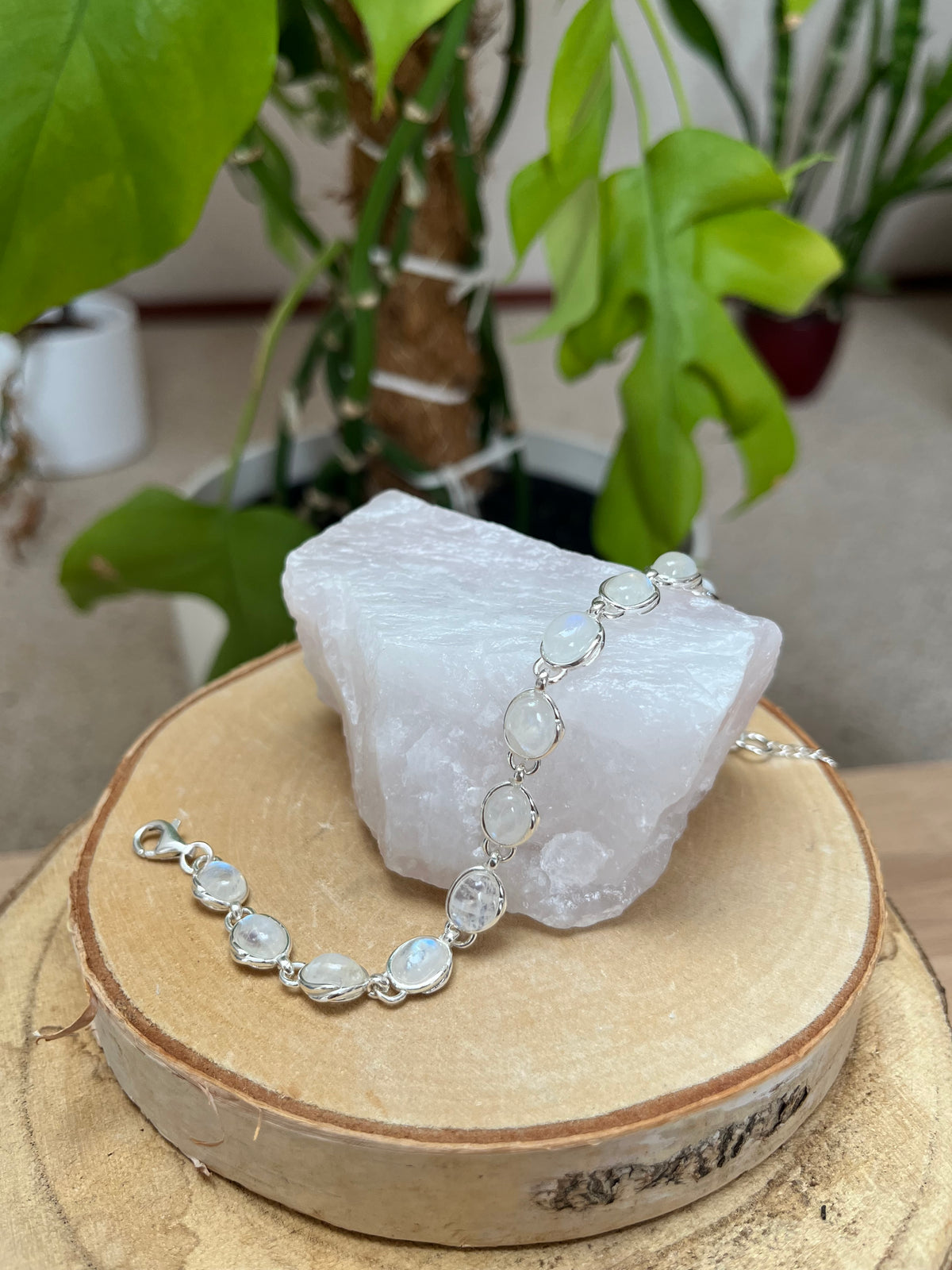 Weißes Labradorit Silber Armband