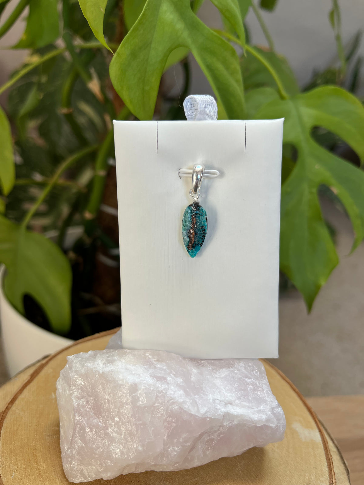 Gem Silica (Chrysokoll Chalcedon) Anhänger Druzy 925 Silber Öse