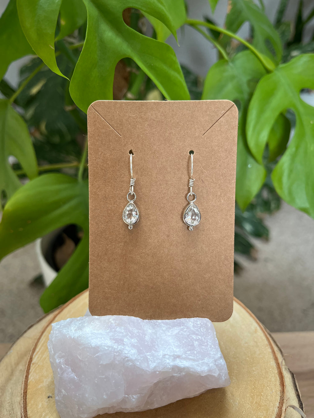 Weißer Topas Ohrringe facettiert – 925 Sterling Silber