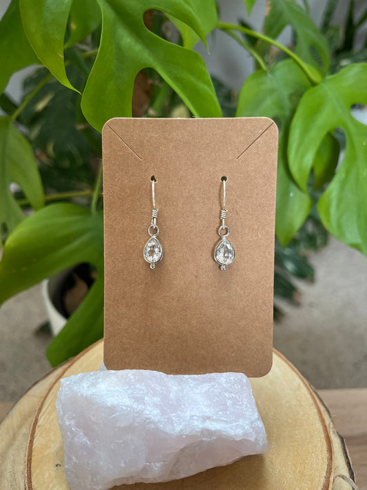 Weißer Topas Ohrringe facettiert – 925 Sterling Silber