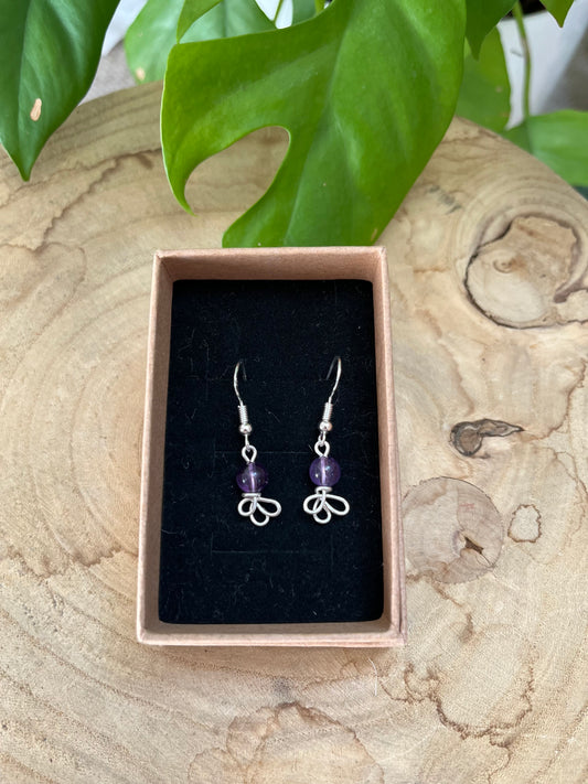 Kronenchakra Ohrringe – 925 Silber mit Amethyst