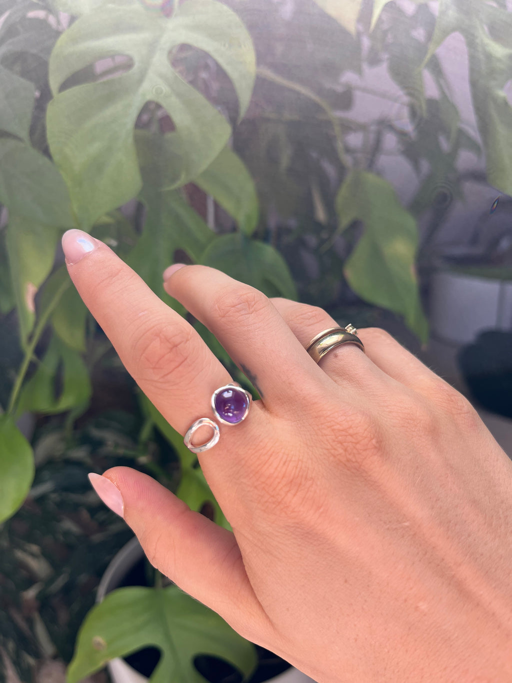 Amethyst Ring 925 Silber verstellbar