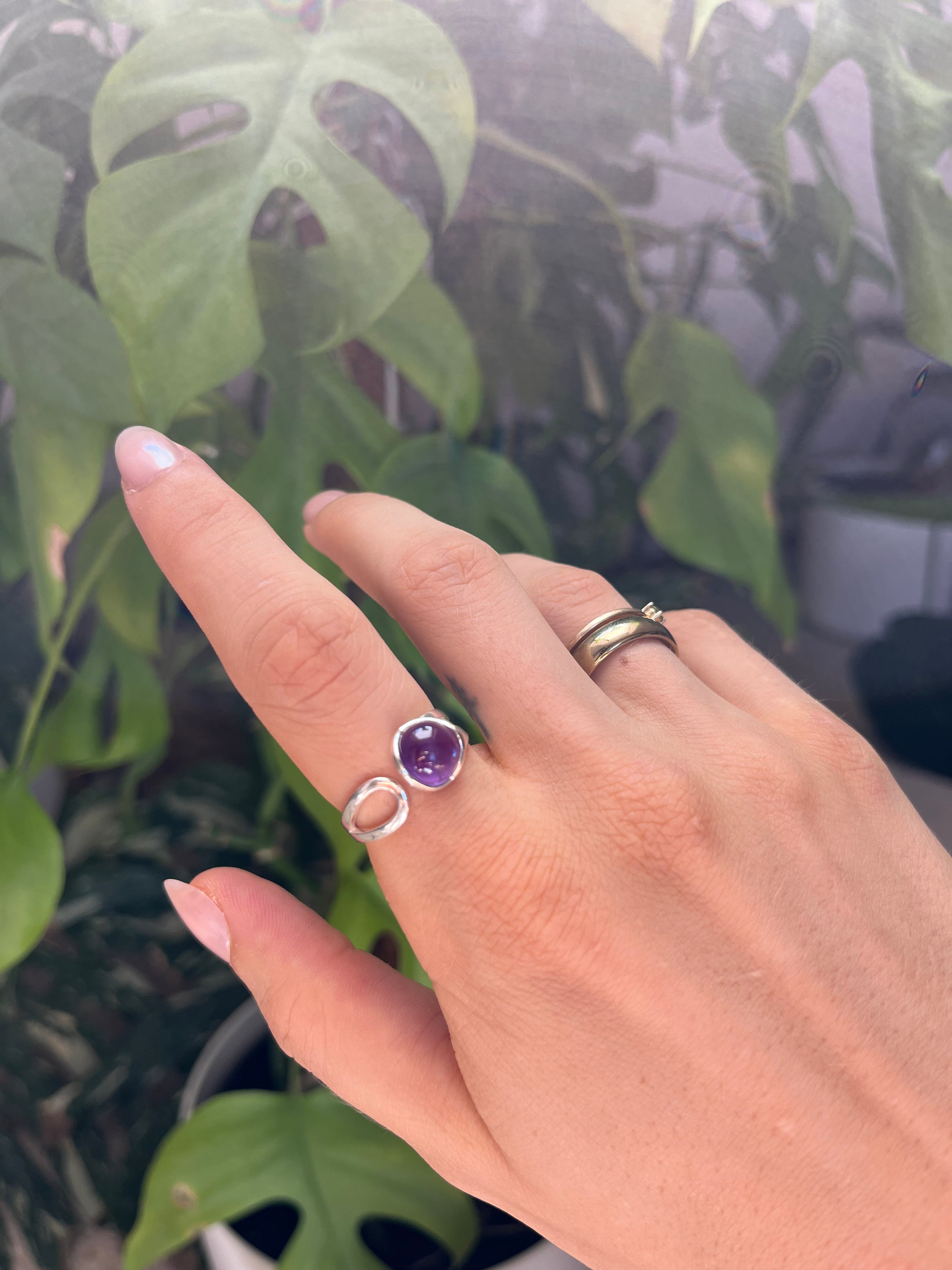 Amethyst Ring 925 Silber verstellbar