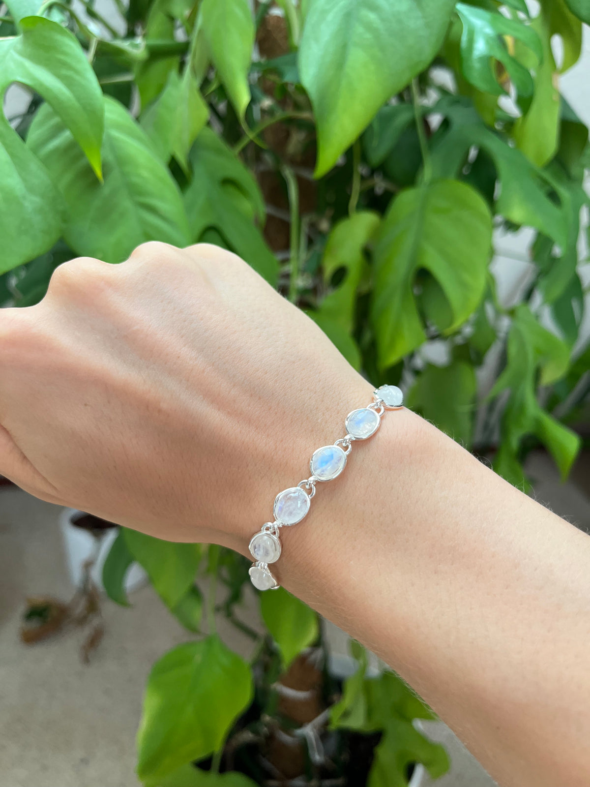Weißes Labradorit Silber Armband