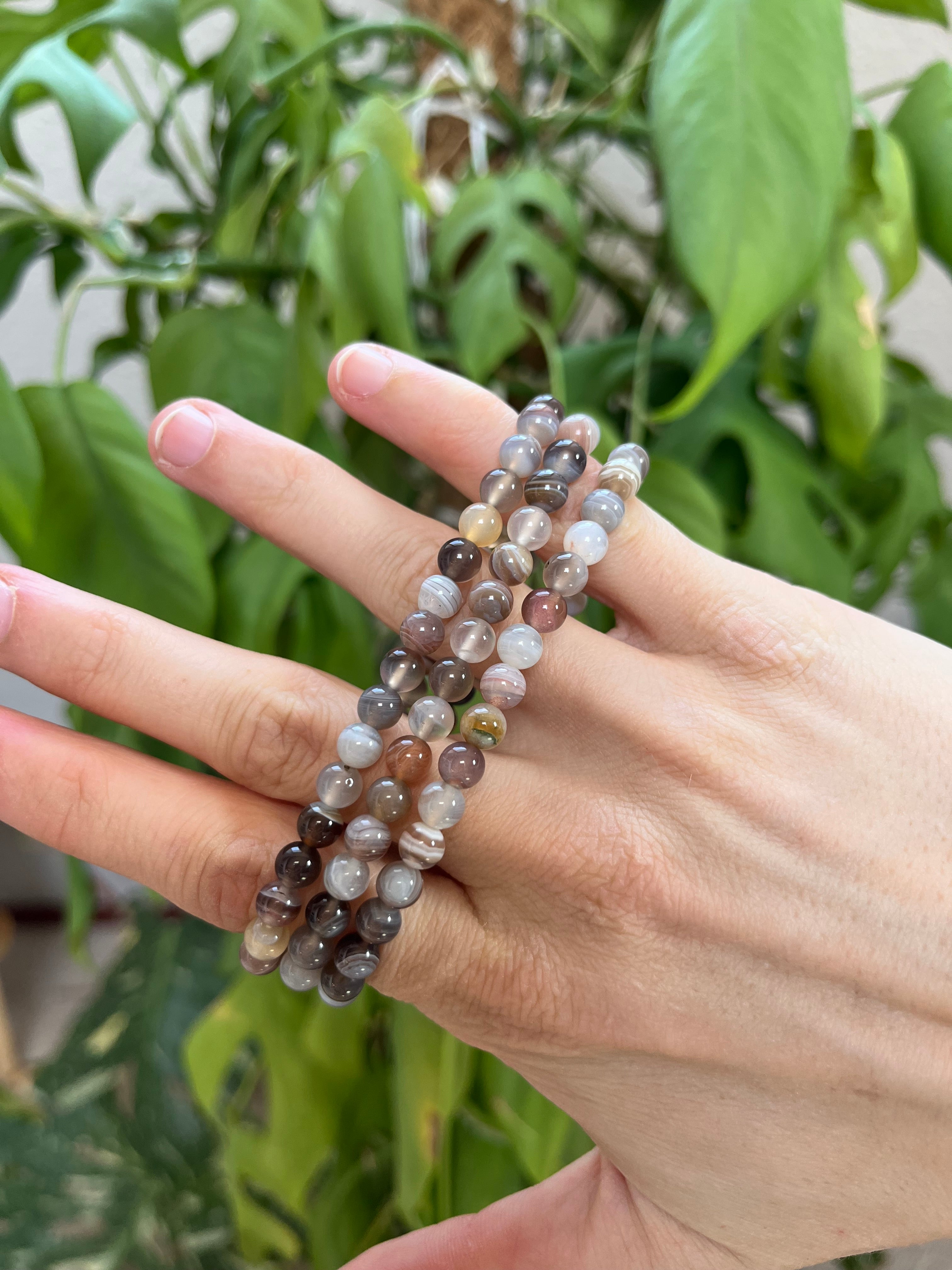 Botswana Achat Kugelarmband – Edelstein Armband für Ruhe & Stabilität