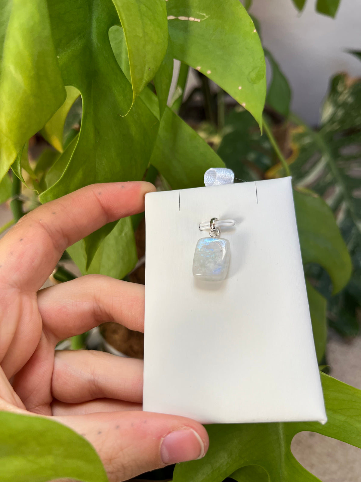 Weißer Labradorit Anhänger 925 Silber Öse – Edelstein Schmuck für Intuition & Schutz