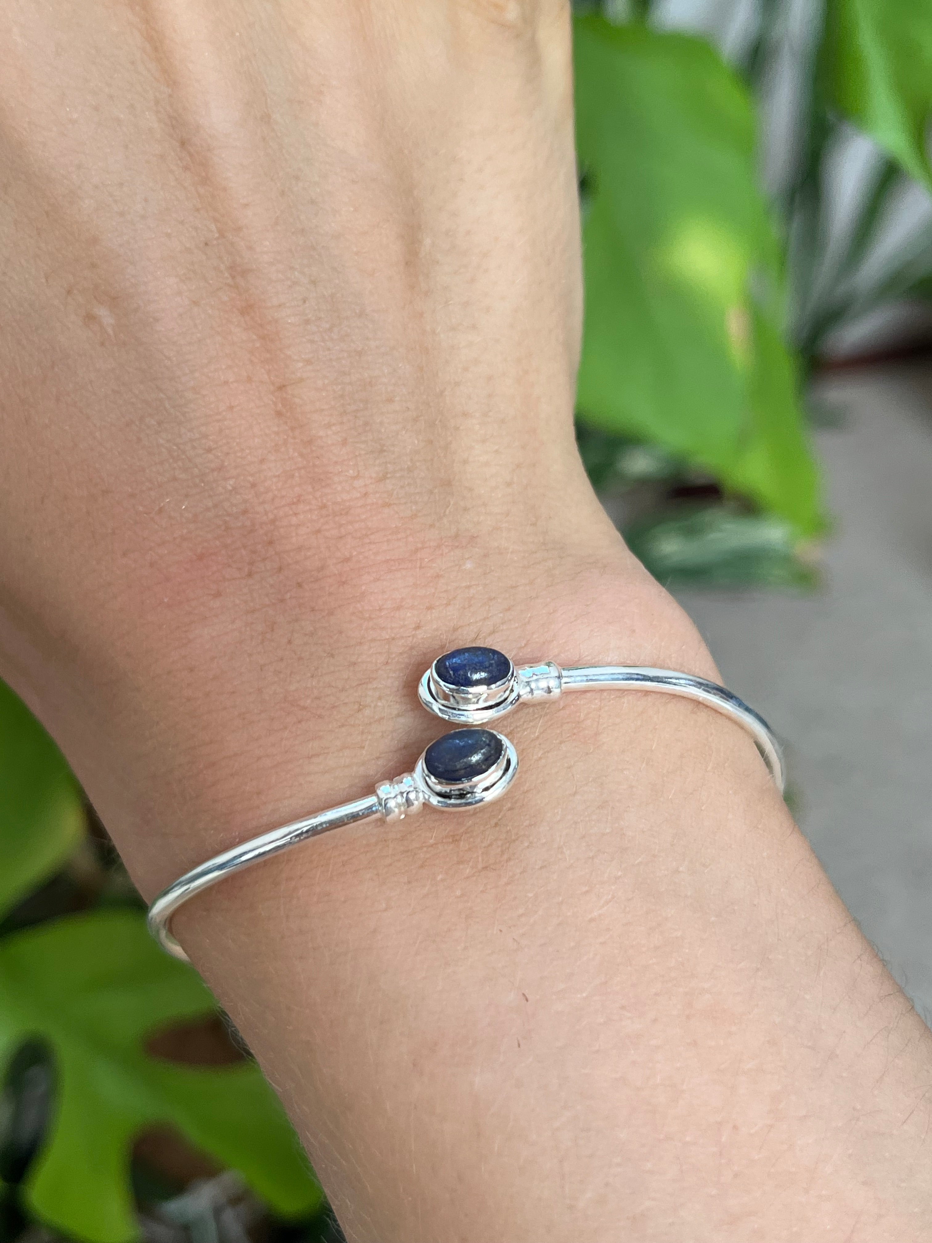 925 Silber Armreif mit Lapislazuli