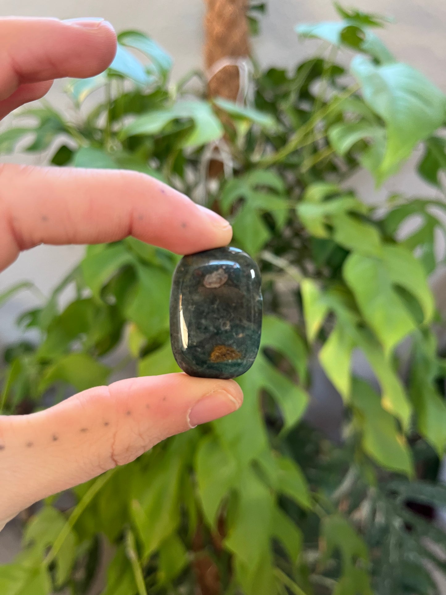 Ozeanjaspis Trommelstein gebohrt – Gelassenheit & Natürlichkeit