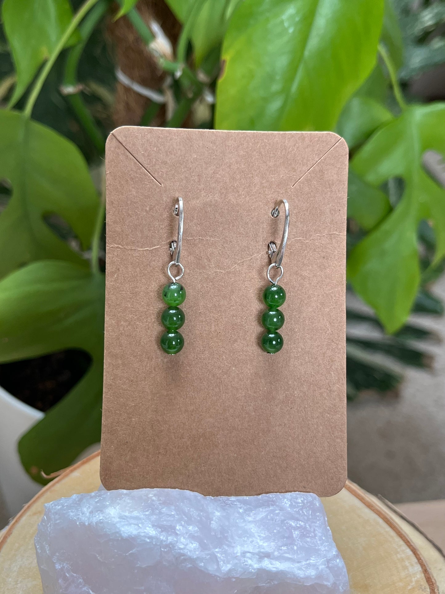 Nephrit Kugel Ohrringe 925 Silber – Grüner Jade Schmuck