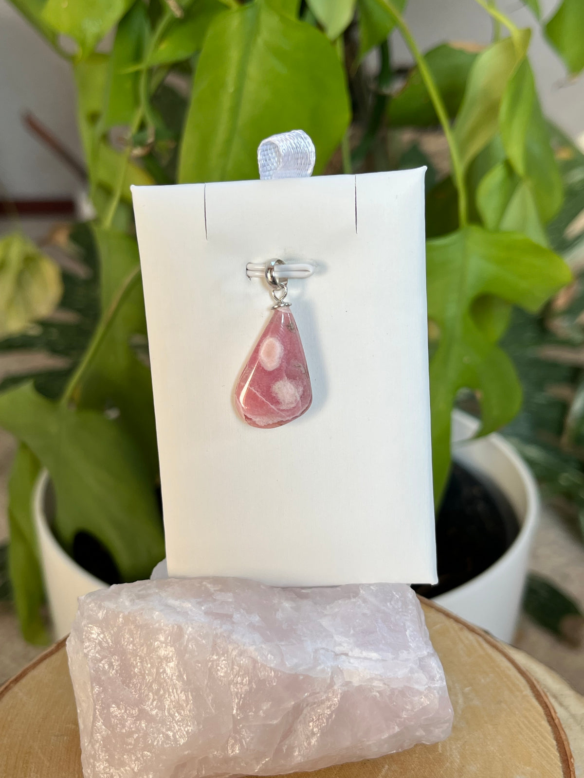 Rhodochrosit Kettenanhänger 925 Silber Stiftöse – Edelstein Schmuck für Selbstliebe & Herzöffnung