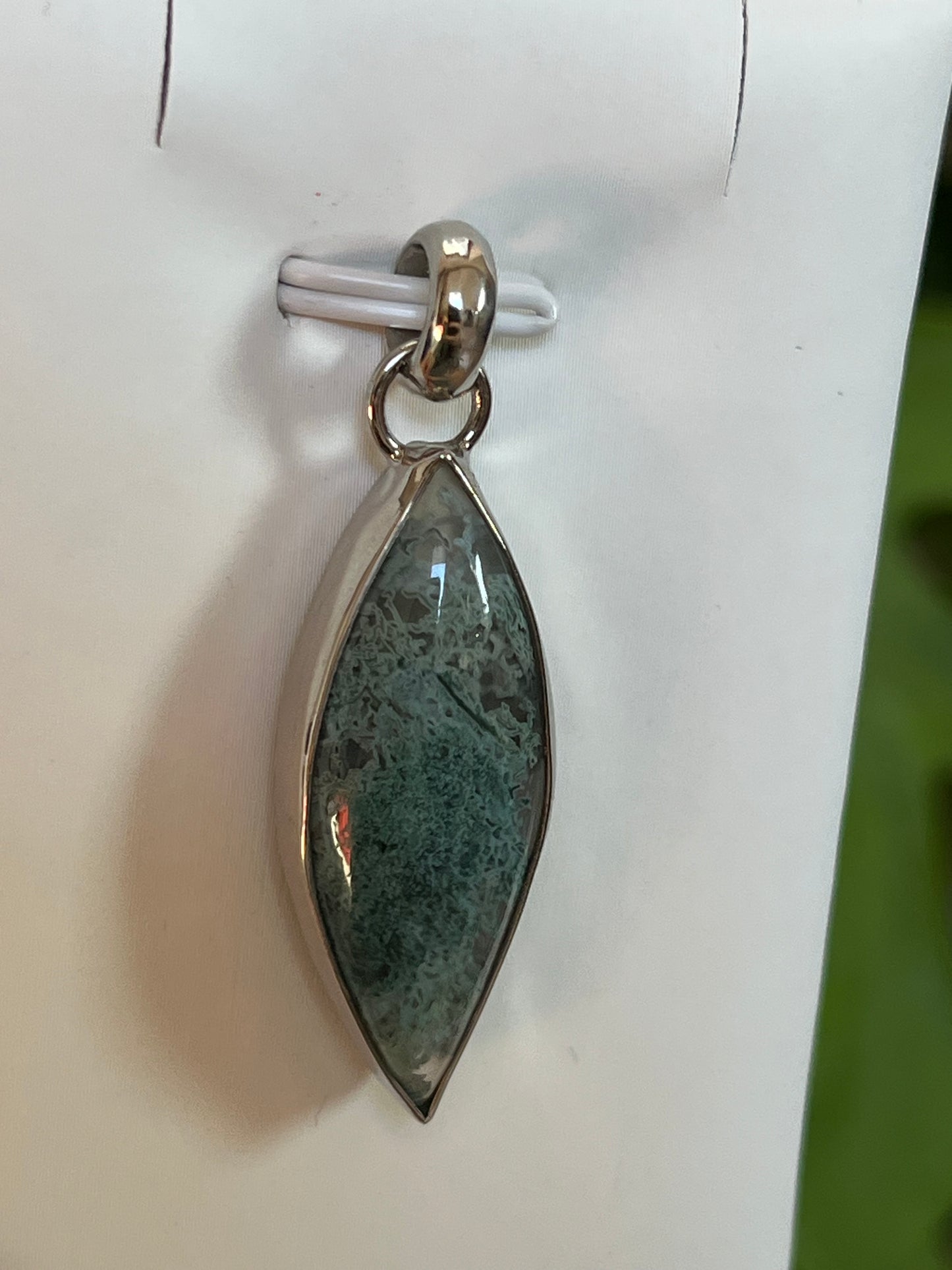 Moosachat Kettenanhänger AA Qualität – 925 Sterling Silber Fassung