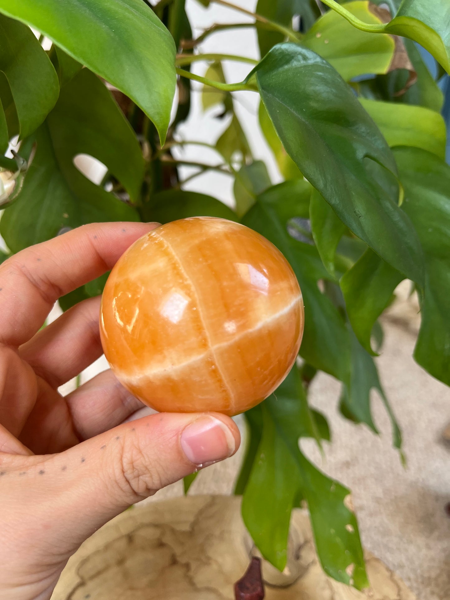 Orangen Calcit Kugel