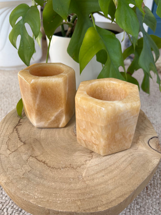 Oranger Calcit Teelichthalter