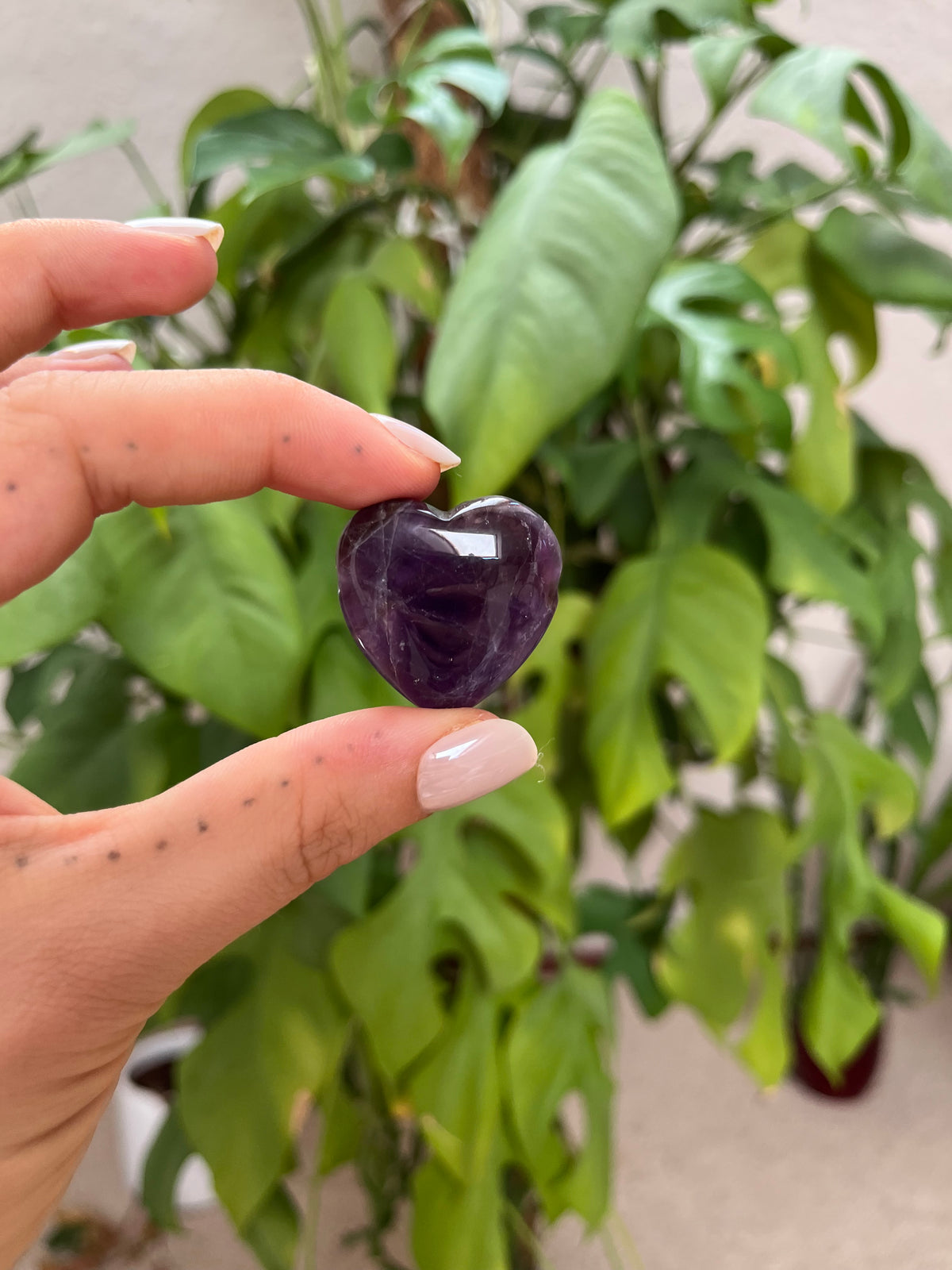 Amethyst Herz gebohrt