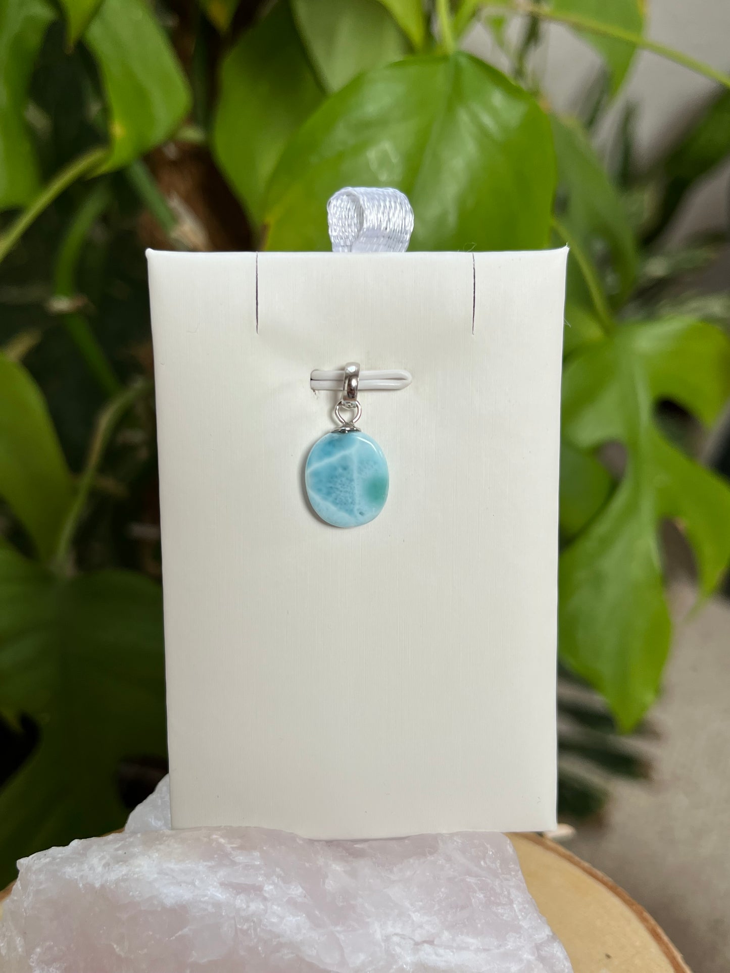 Larimar Anhänger 925 Silber Stiftöse