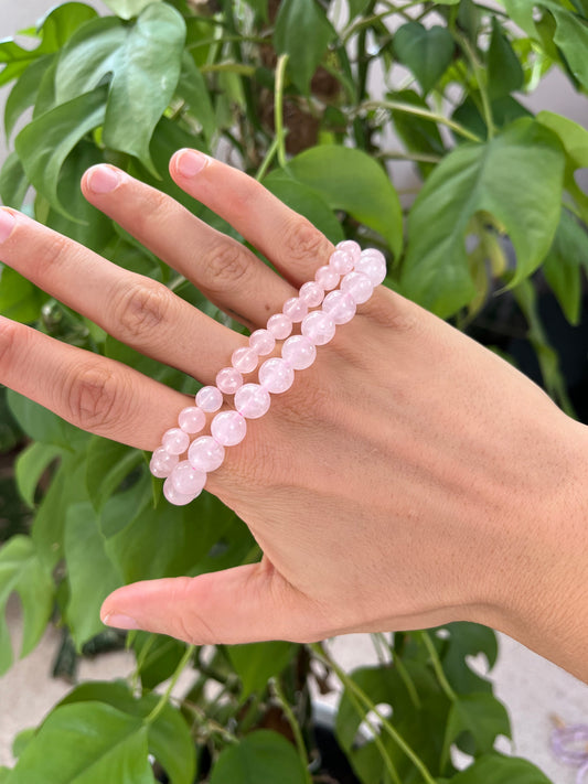 Rosenquarz Kugelarmband – wahlweise 6 mm oder 8 mm Edelstein Schmuck für Liebe & Harmonie
