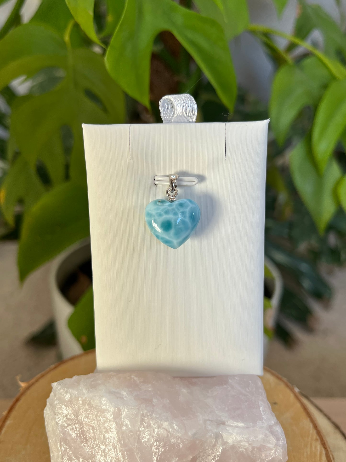 Larimar Herz Anhänger – 925 Sterling Silber Öse