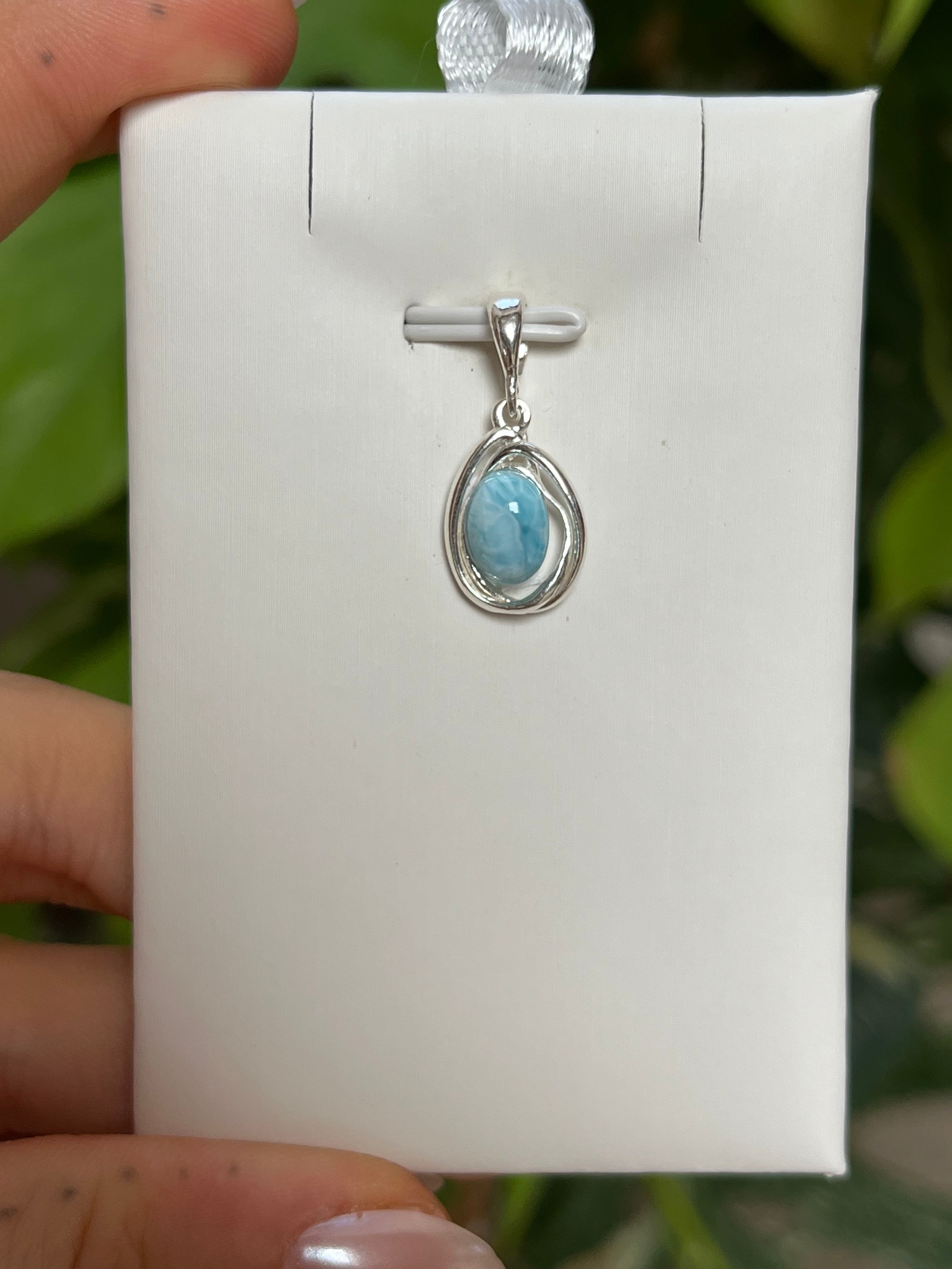 Larimar Tropfen Anhänger 925 Silber