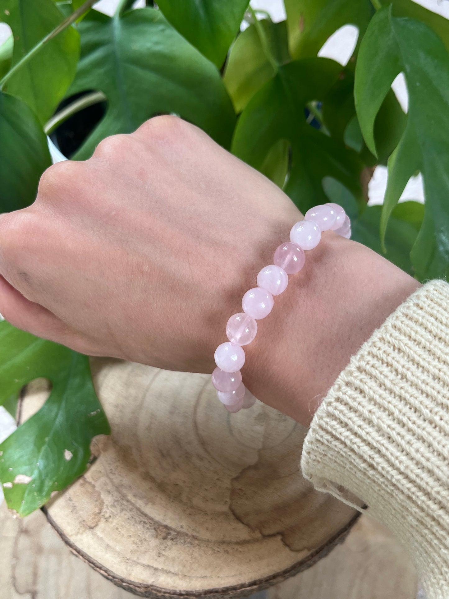 Rosenquarz Nugget Armband