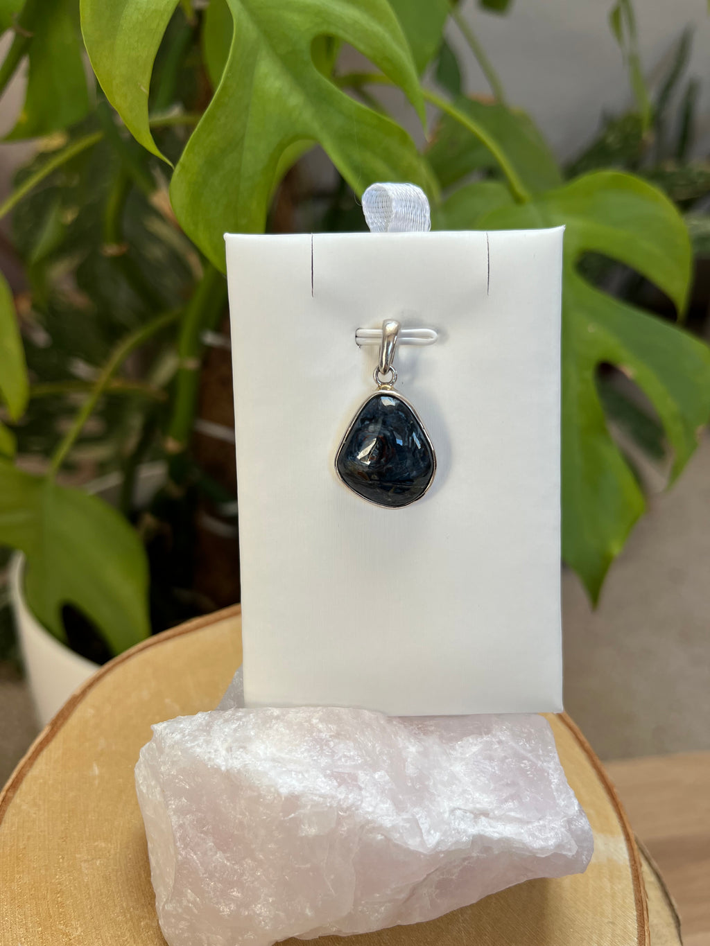 Pietersit Freiform Anhänger 925 Silber gefasst – Edelstein Schmuck für Klarheit & Stärke