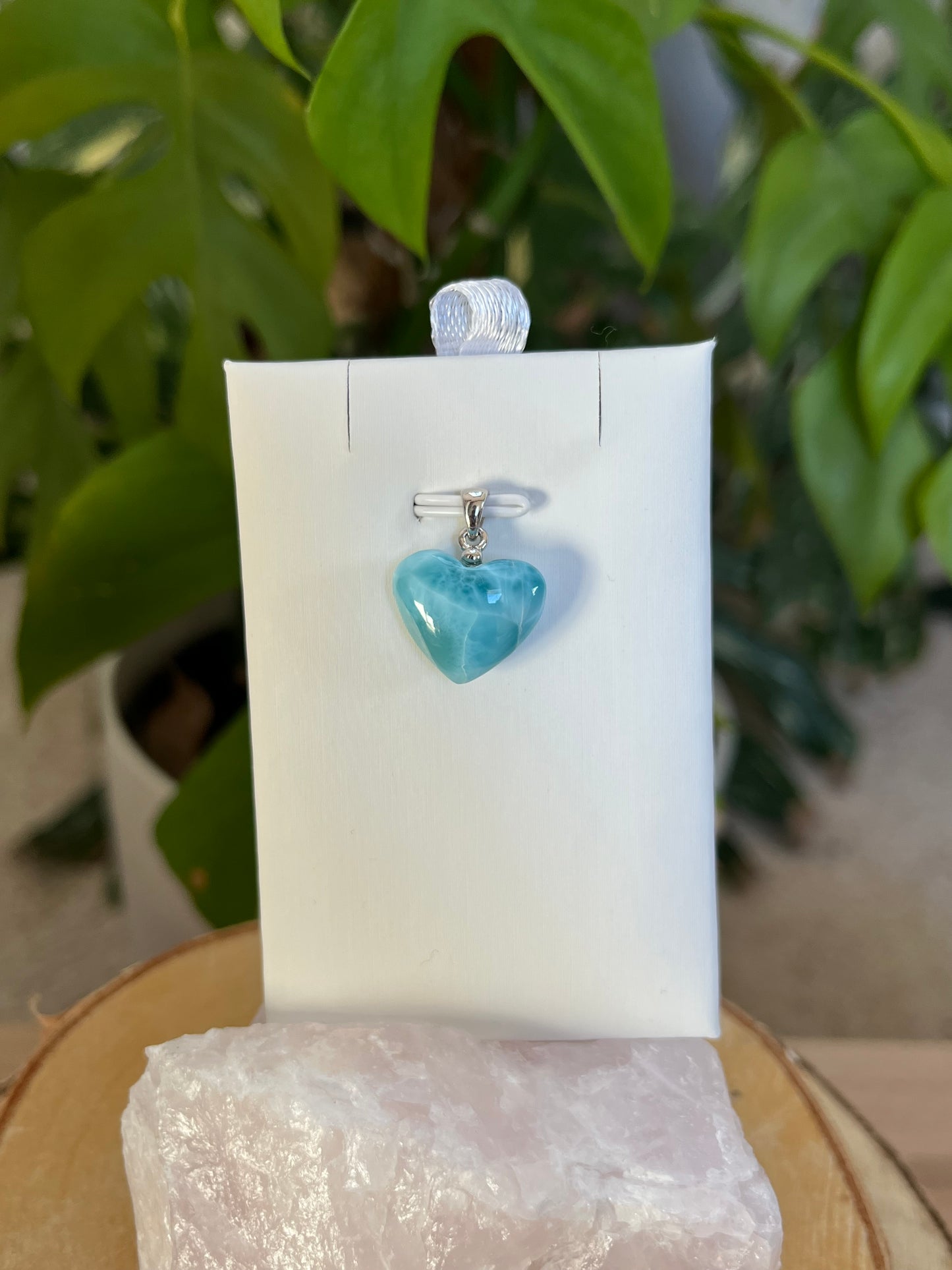 Larimar Herz Anhänger – 925 Sterling Silber Öse