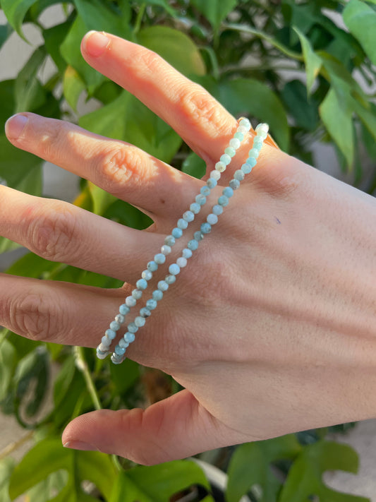 Larimar Armband facettiert 3 mm – Leichtigkeit & Klarheit | 925 Silberverschluss