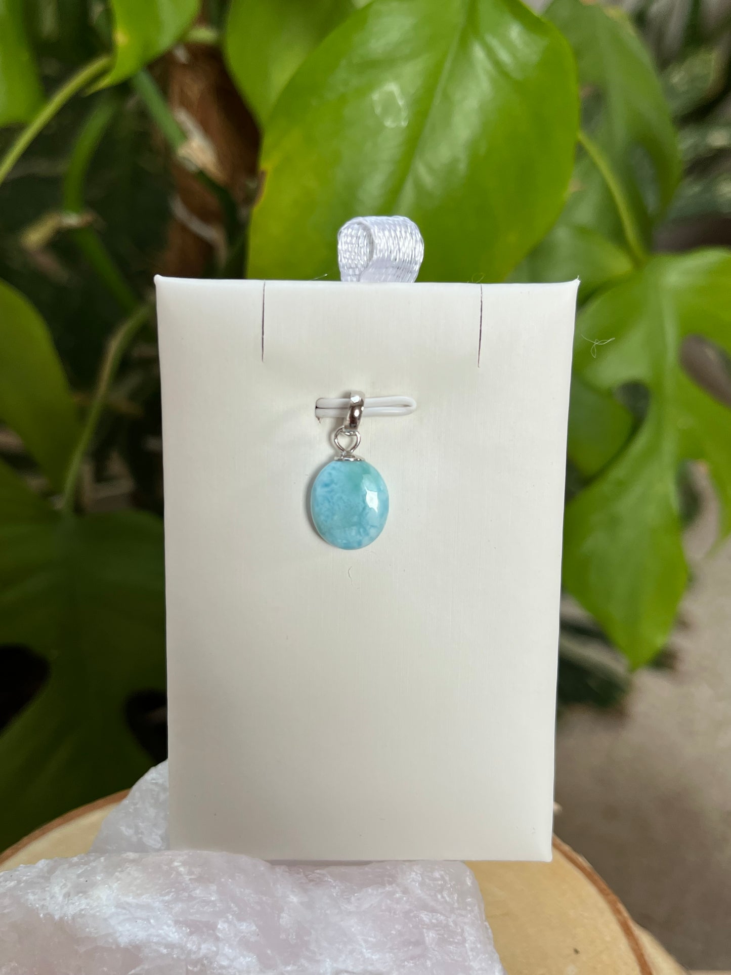 Larimar Anhänger 925 Silber Stiftöse