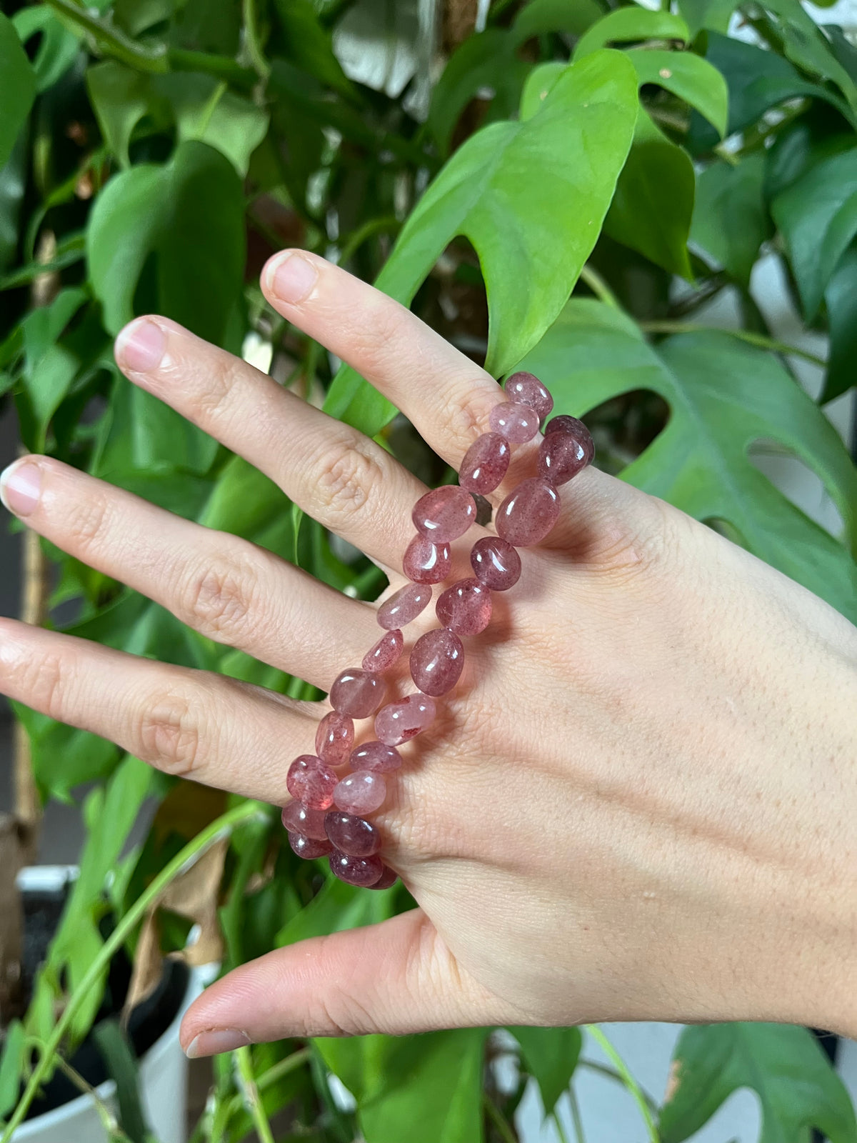 Erdbeerquarz Nugget Armband – Liebe & Lebensfreude