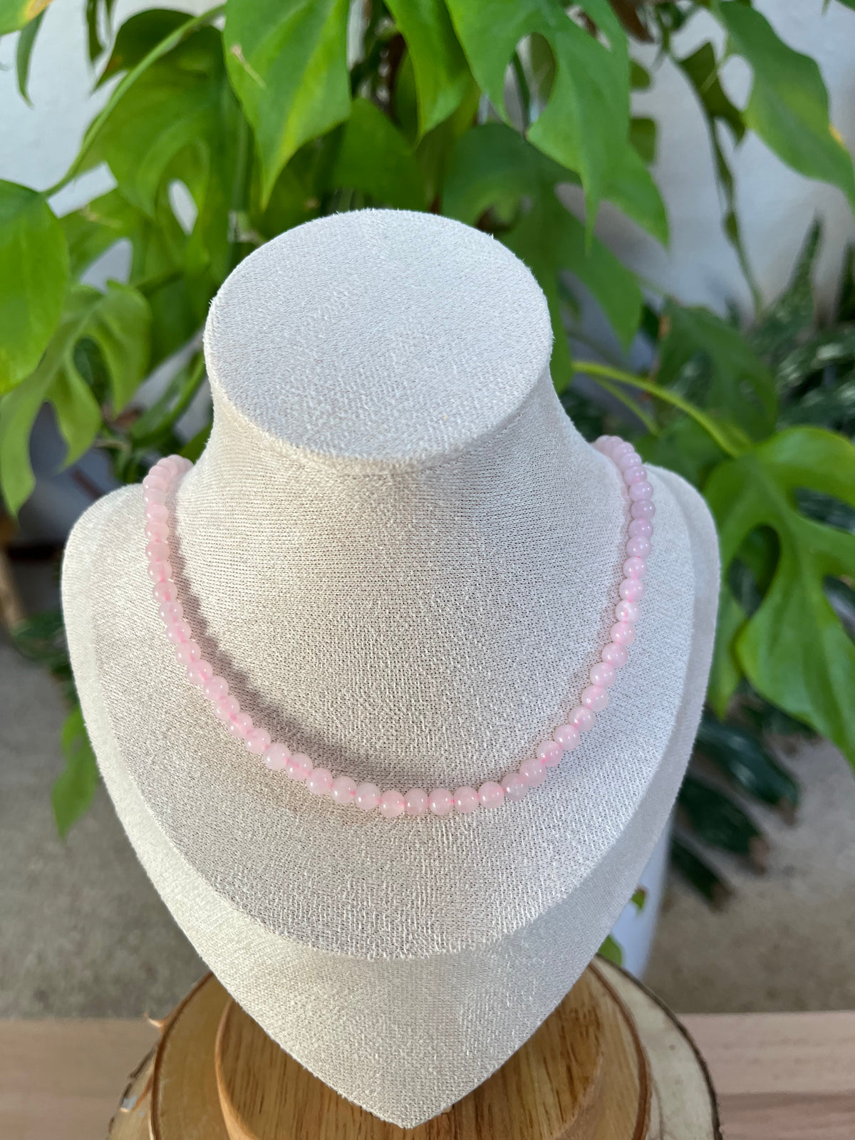 Rosenquarz Collier 4 mm – 45 cm | 925 Sterling Silber Verschluss