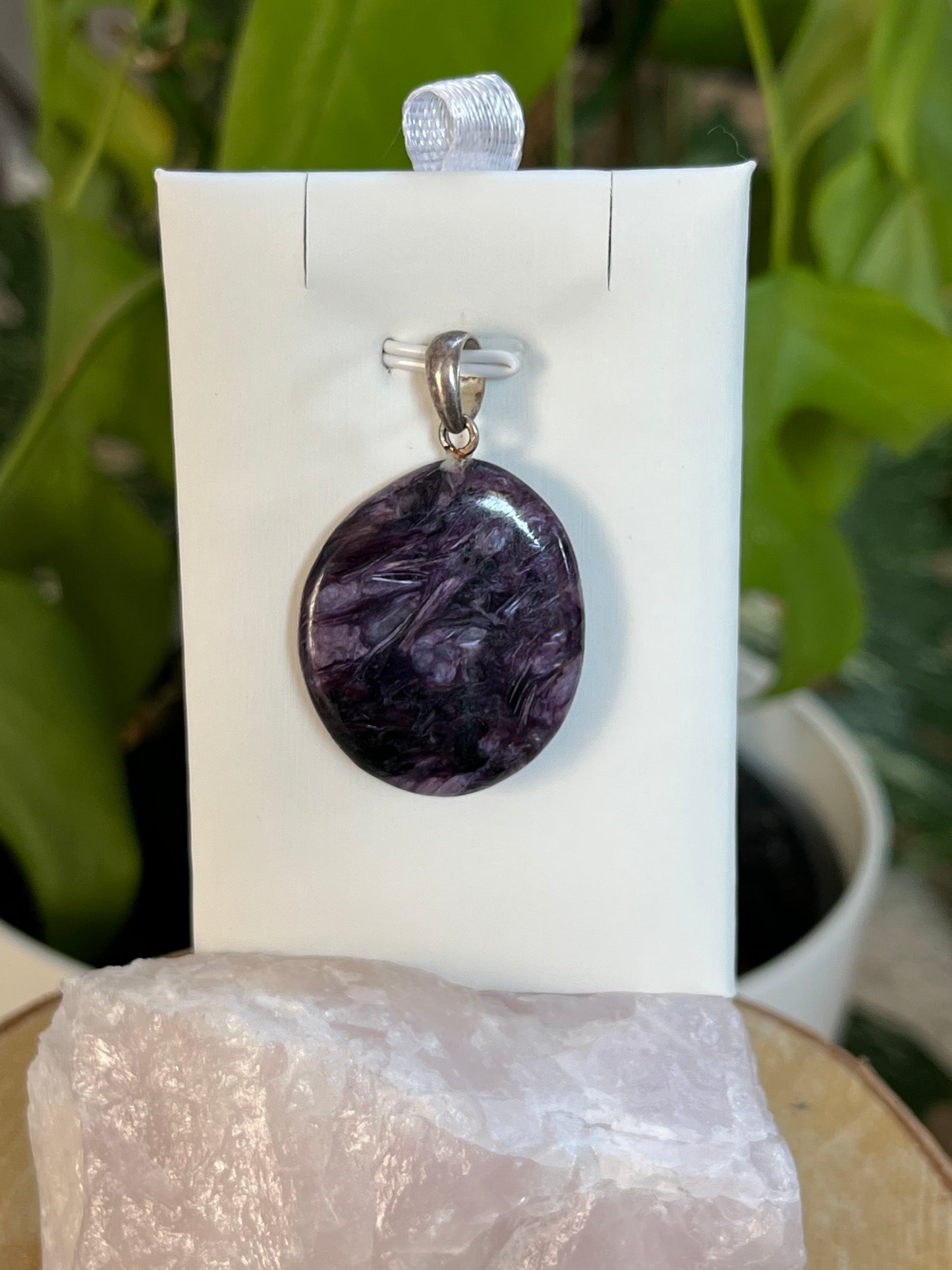 Charoit Kettenanhänger 925 Silber gestiftet – Edelstein Schmuck für Transformation & Klarheit