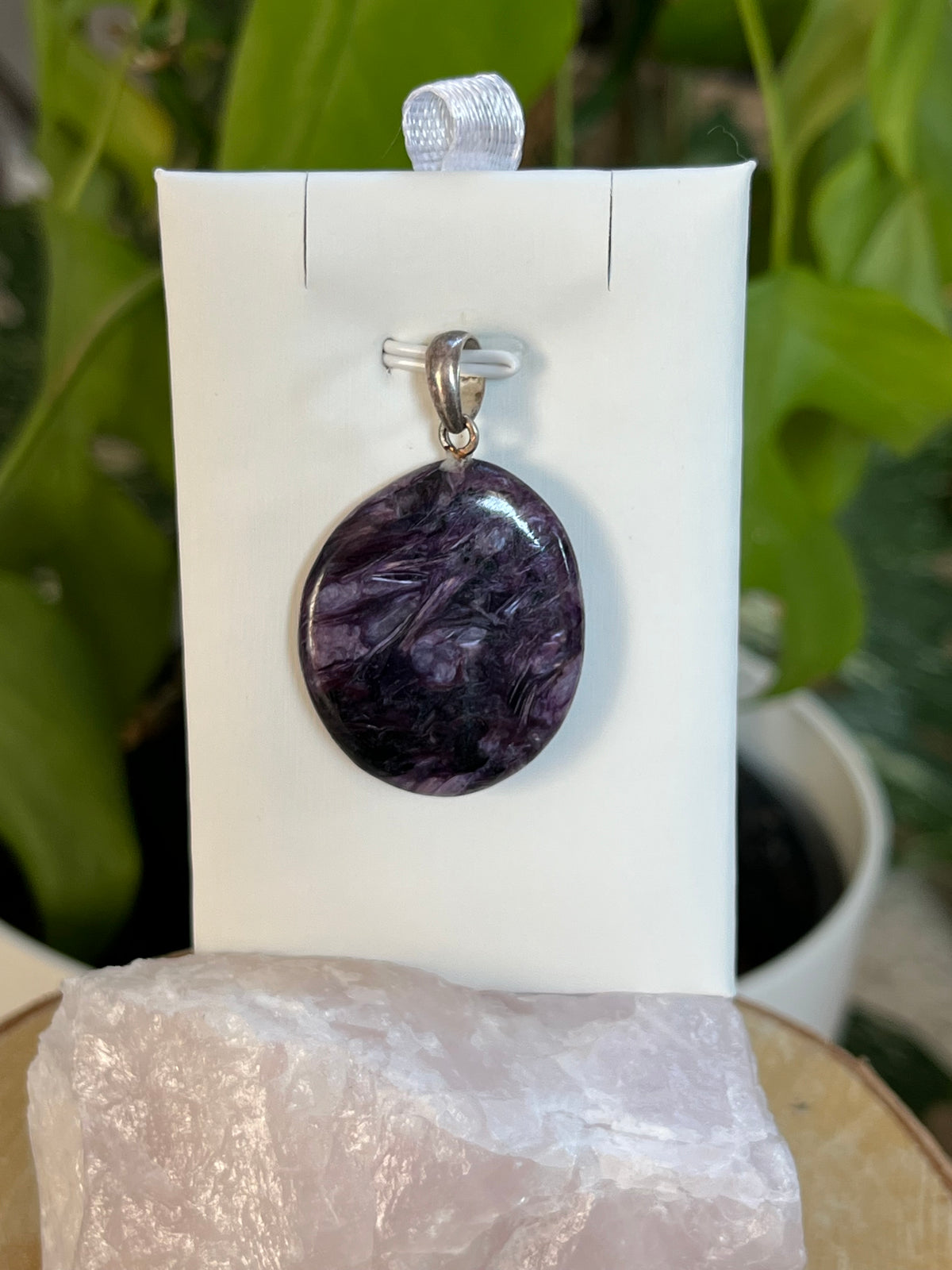 Charoit Kettenanhänger 925 Silber gestiftet – Edelstein Schmuck für Transformation & Klarheit