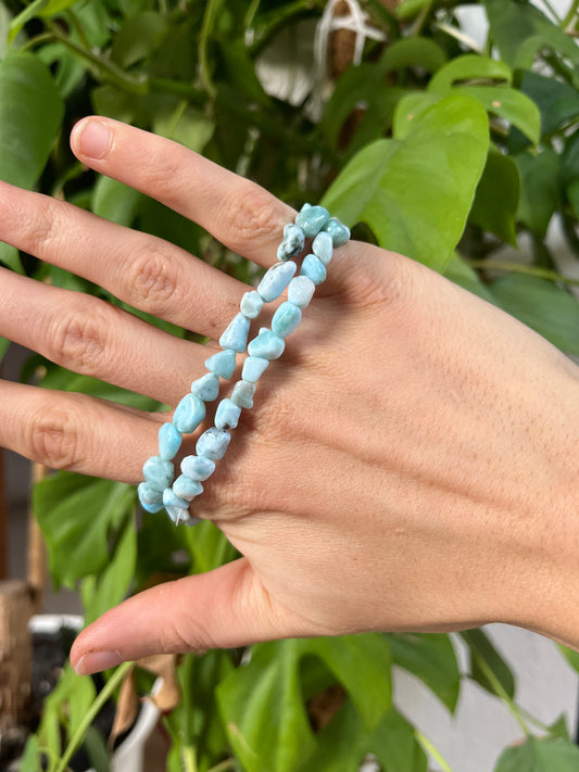 Larimar Nugget Armband A Qualität – Edelstein Schmuck für Harmonie & Gelassenheit
