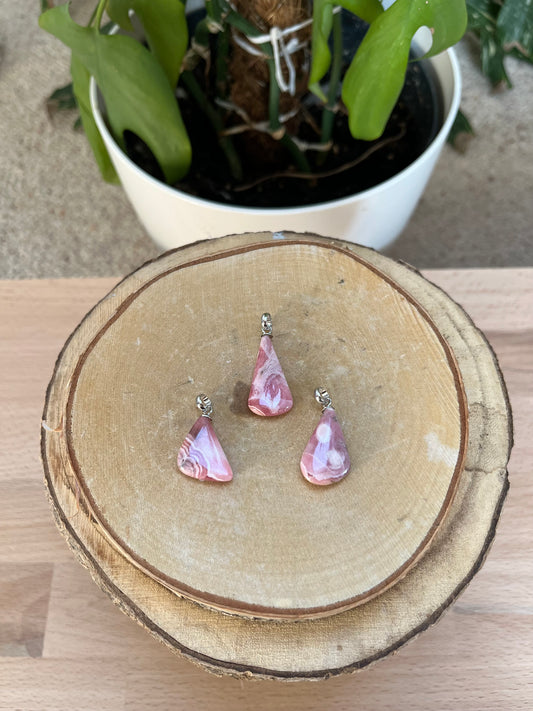 Rhodochrosit Kettenanhänger 925 Silber Stiftöse – Edelstein Schmuck für Selbstliebe & Herzöffnung