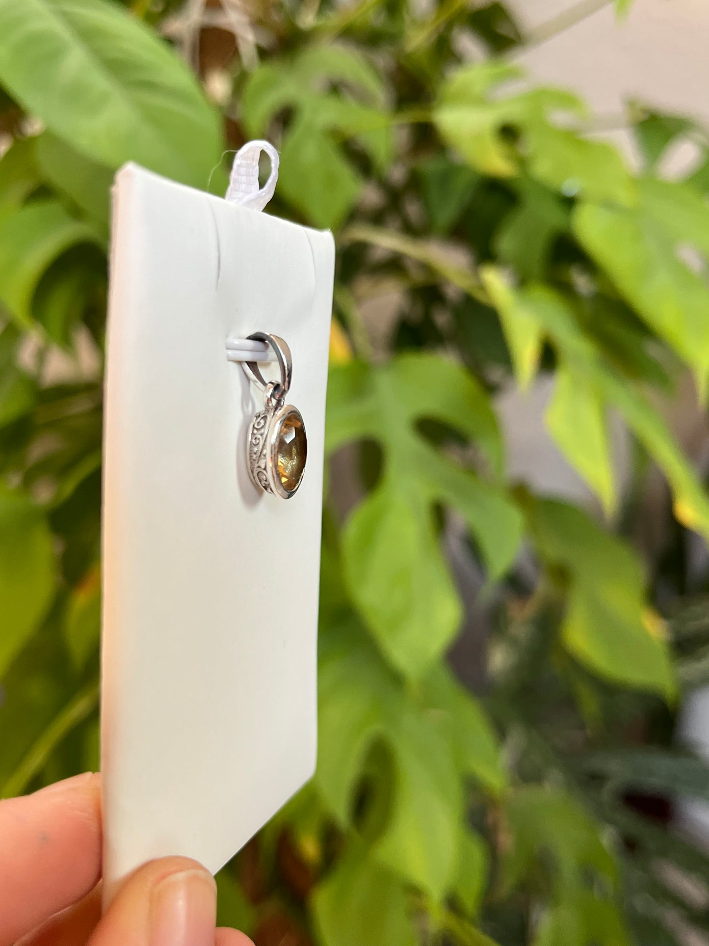 Citrin gebrannt Kettenanhänger – 925 Sterling Silber Fassung