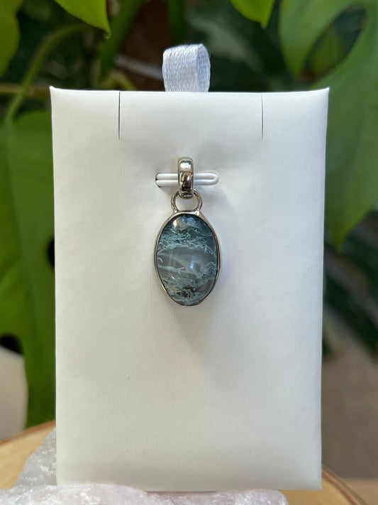 Moosachat Anhänger AA Qualität – Natur & Harmonie | 925 Sterling Silber, 7,7 ct