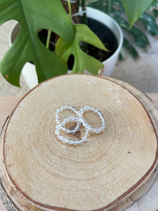 Bergkristall Ring elastisch - 4mm Kugeln