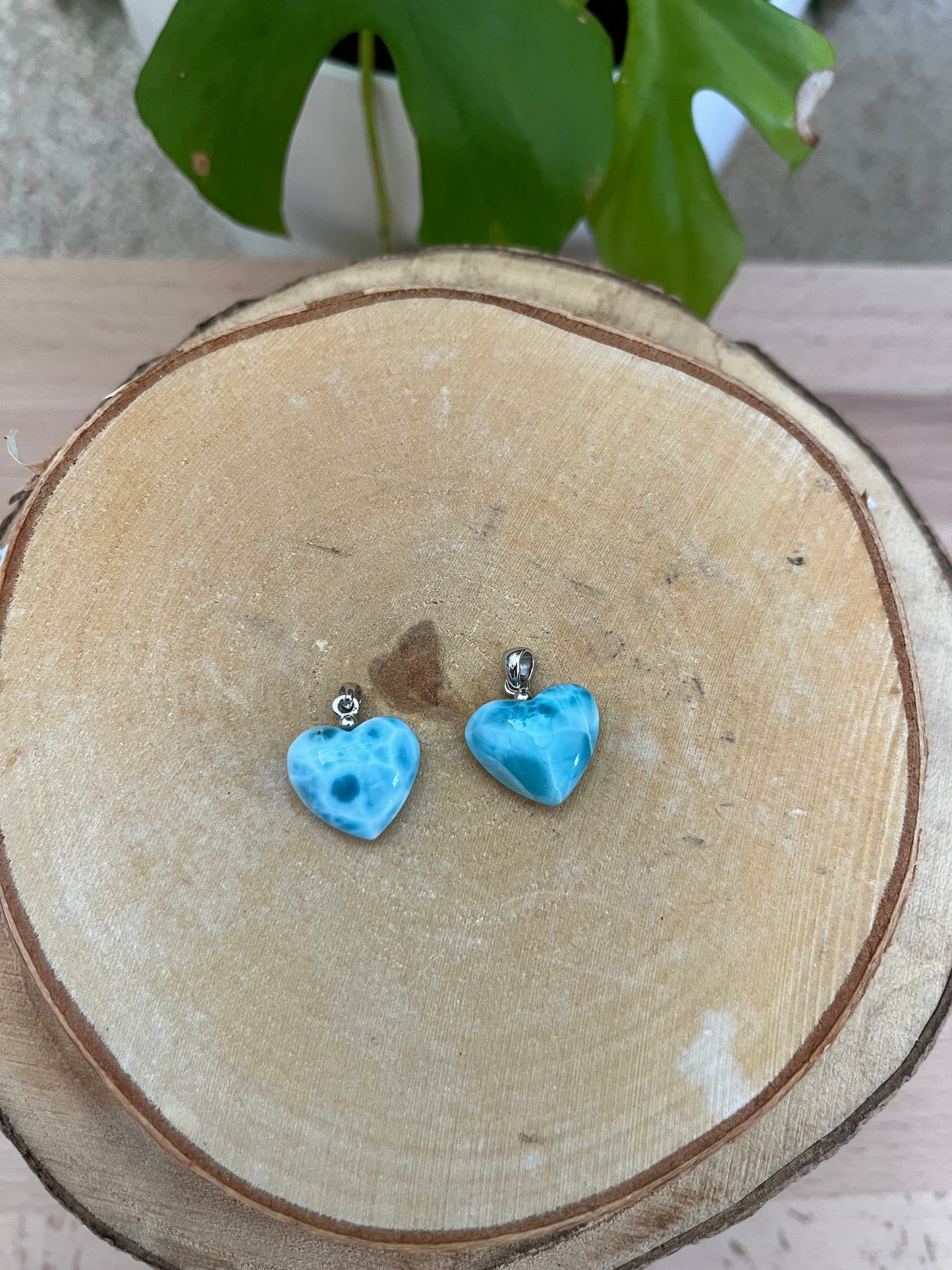 Larimar Herz Anhänger – 925 Sterling Silber Öse