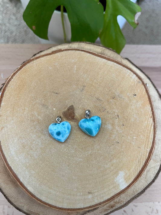 Larimar Herz Anhänger – 925 Sterling Silber Öse