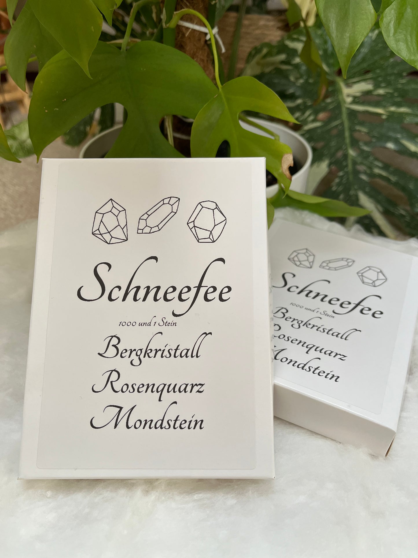 Edelstein-Set „Schneefee“ – Bergkristall, Mondstein & Rosenquarz | Geschenkset
