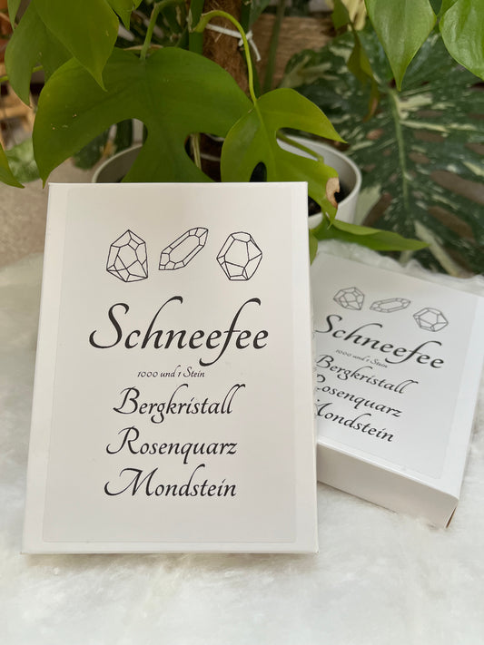 Edelstein-Set „Schneefee“ – Bergkristall, Mondstein & Rosenquarz | Geschenkset