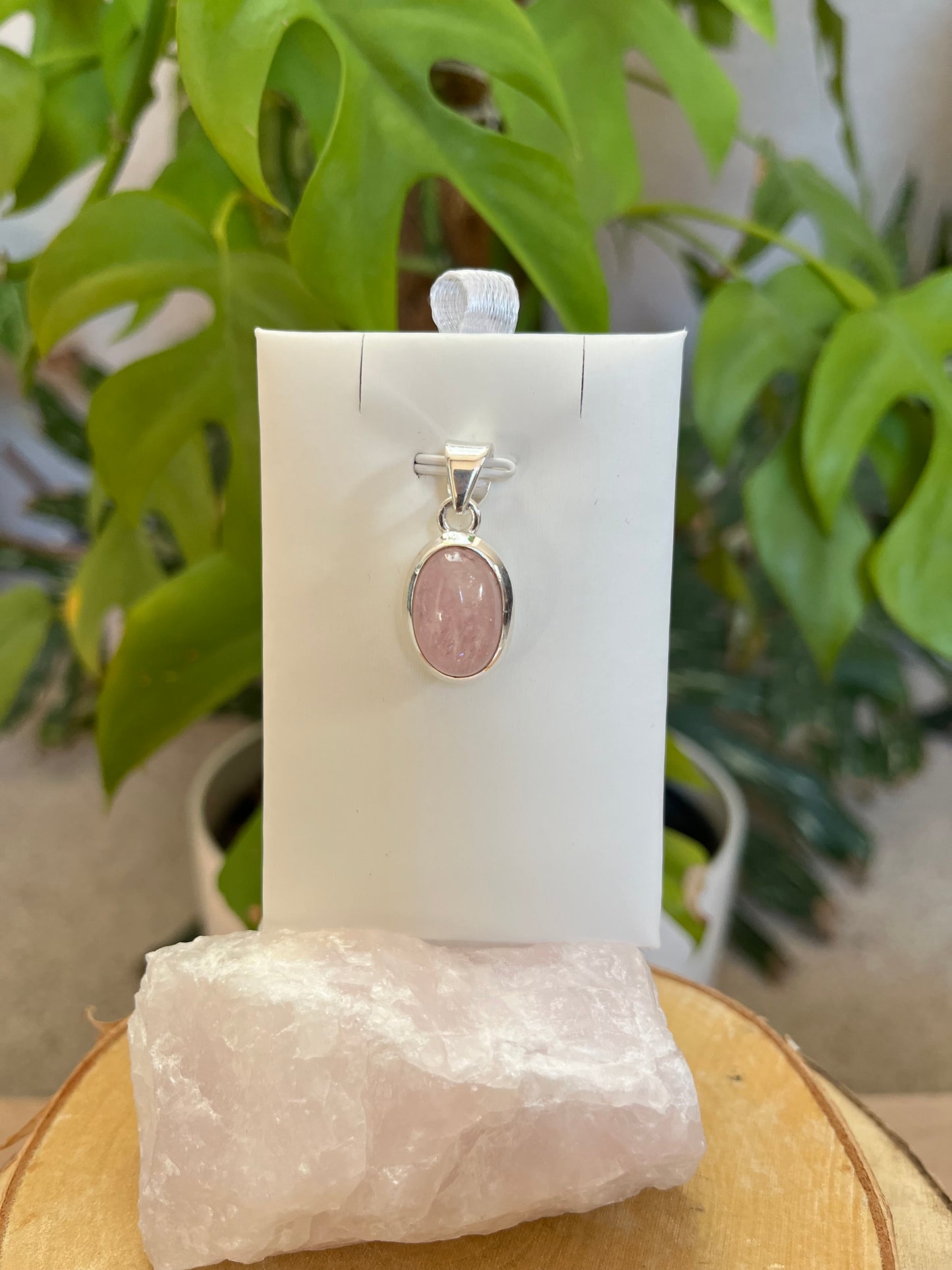 Morganit Kettenanhänger – 925 Sterling Silber Fassung