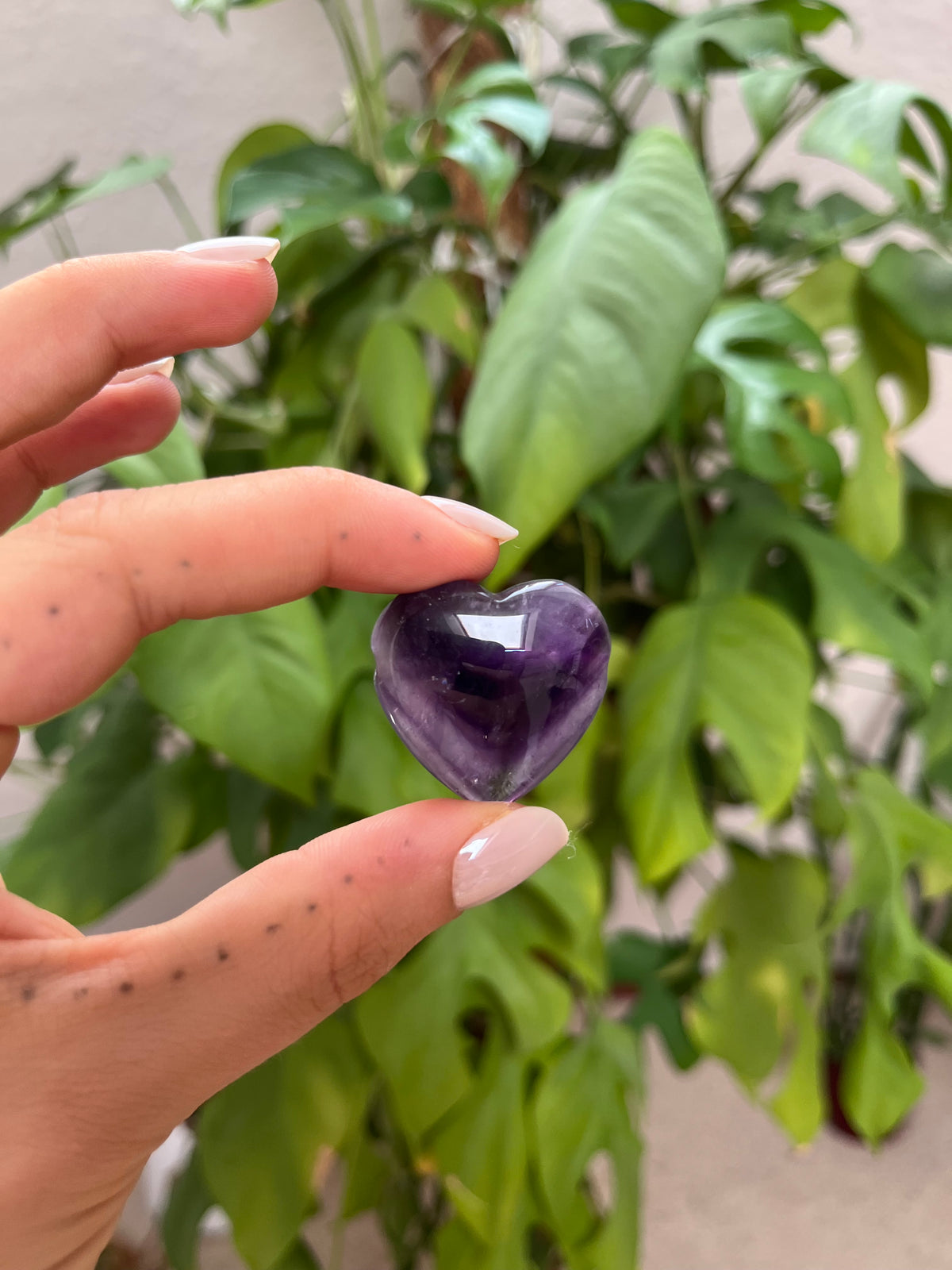 Amethyst Herz gebohrt