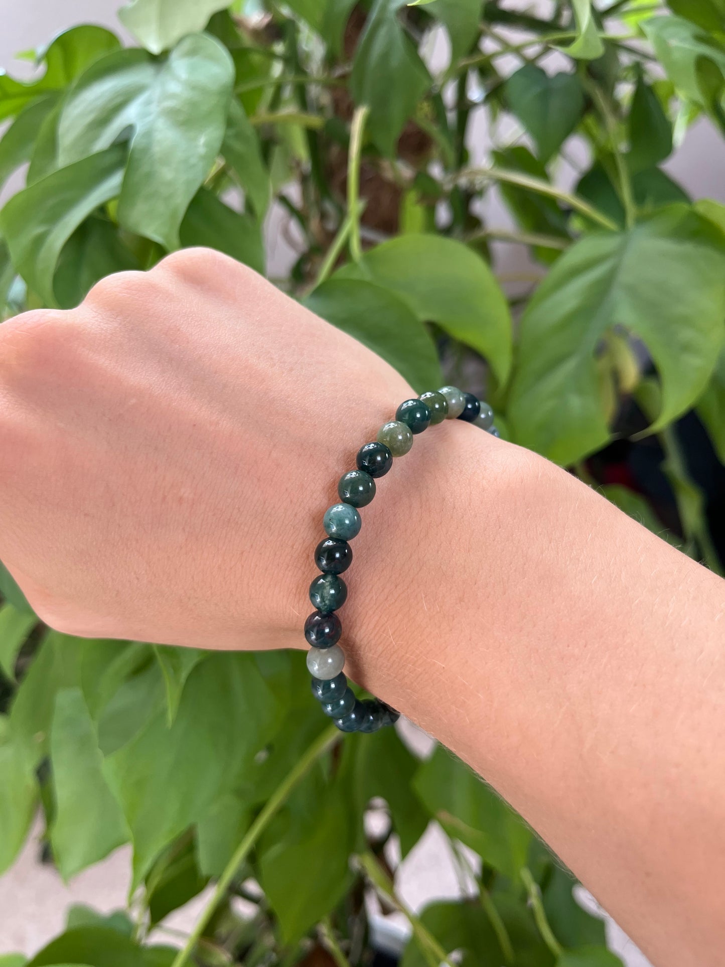 Moosachat Kugelarmband 6 mm – Edelstein Schmuck für Erdung & Harmonie