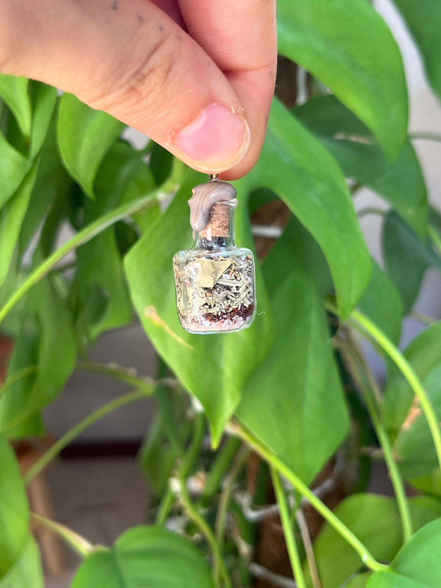 Spell Jar Kettenanhänger Schutz – Energetischer Talisman mit Obsidian
