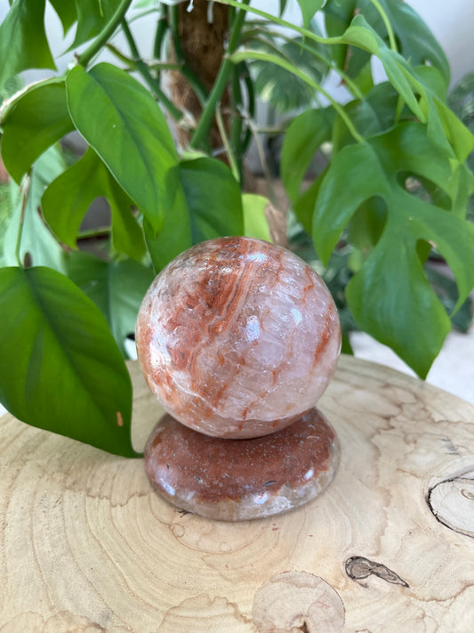 Aragonit Kugel 7,2 cm mit Aragonit Halter – Edelstein für Erdung & Balance