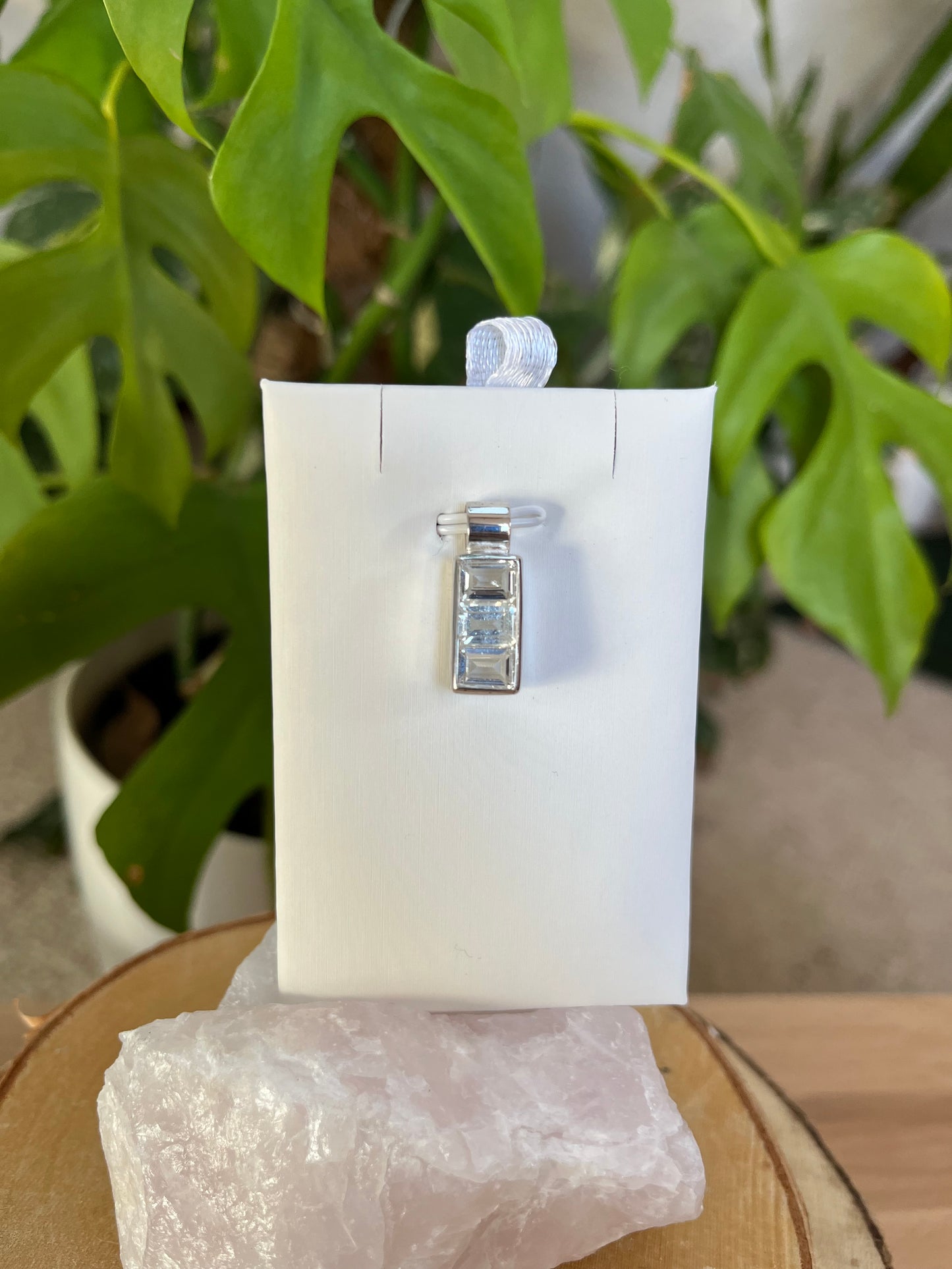 Weißer Topas Kettenanhänger rechteckig – 925 Sterling Silber