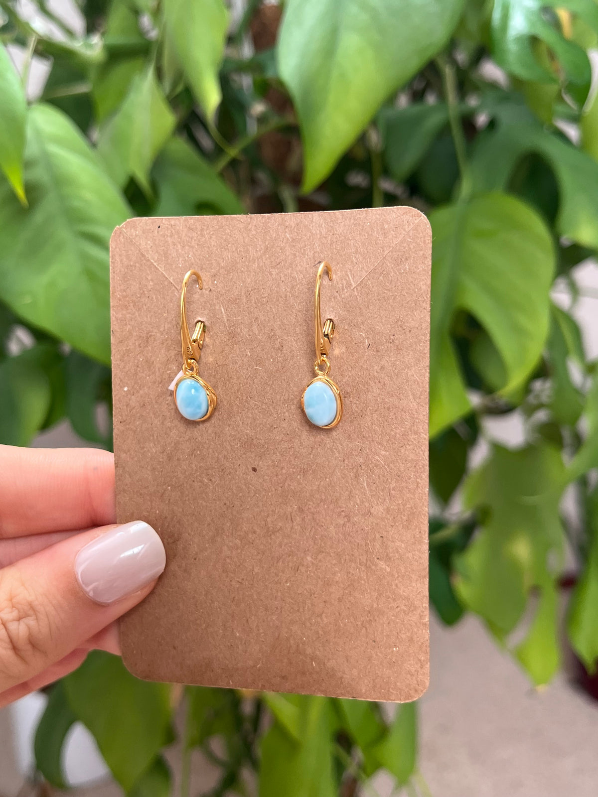HQ Larimar Ohrringe Vergoldet