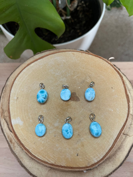 Larimar Anhänger 925 Silber Stiftöse