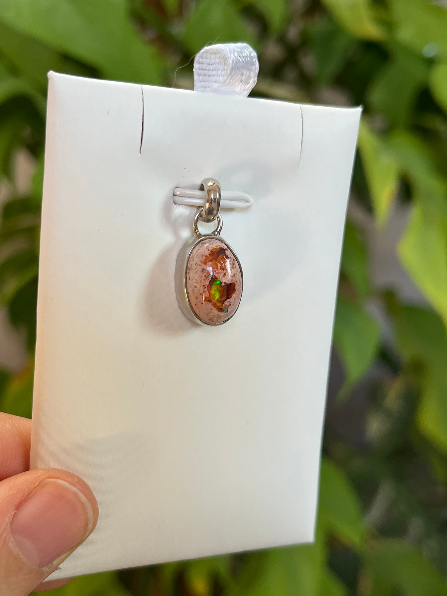 Feueropal Kettenanhänger A Qualität – 925 Sterling Silber Fassung