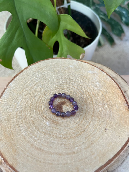 Amethyst Ring elastisch - 4mm Kugeln